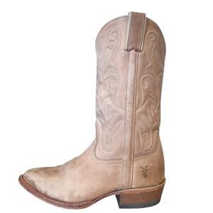 Vintage Frye Billy Tan Beige Mid Calf Pointed Toe Cowgirl Boots 8